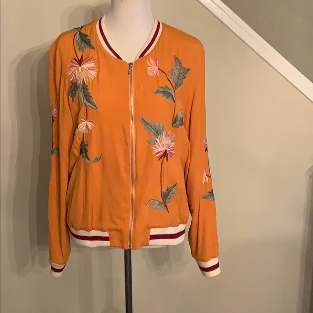 Anthropologie Embroidered Bomber Jacket